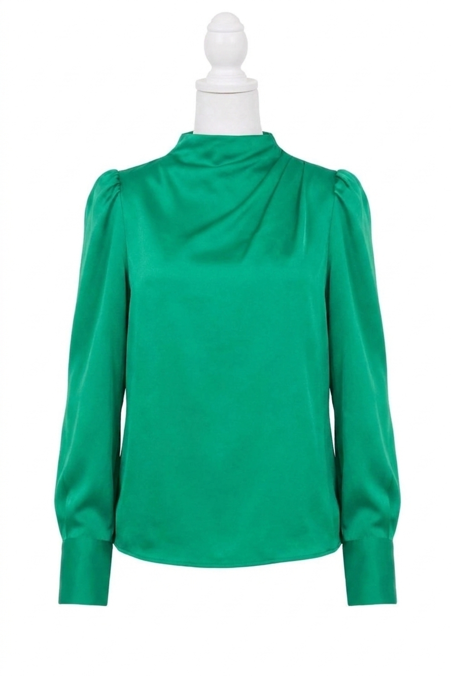 NEW ALDEN ADAIR scarlett puff sleeves top in malachite